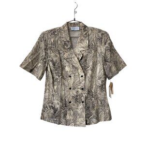 Vintage 90s Lombardi Inc Double Breasted Top Sz 10 Beige Tropical Deadstock NEW